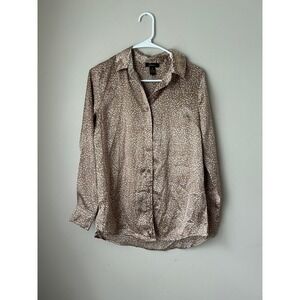 Jopara Animal Print Button Down Long Sleeve Blouse Top - Size S Boho Indie